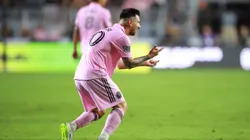 FORT LAUDERDALE, FLORIDA - AUGUST 11: Lionel Messi #10 of Inter Miami CF celebrates after scoring a goal in the second half during the Leagues Cup 2023 quarterfinals match between Charlotte FC and Inter Miami CF at DRV PNK Stadium on August 11, 2023 in Fort Lauderdale, Florida. (Photo by Hector Vivas/Getty Images)