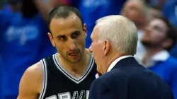 Emanuel Ginóbili y Gregg Popovich.