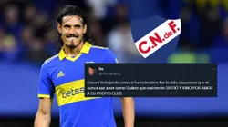 Edinson Cavani tuvo su debut en Boca y los hinchas de Nacional no lo perdonan.