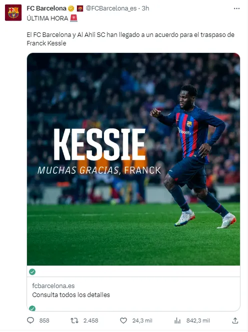 Franck Kessié (Twitter FC Barcelona)