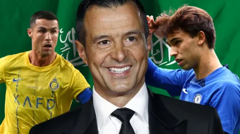 Jorge Mendes, Joao Félix y Cristiano Ronaldo.