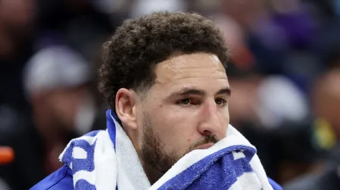 Klay Thompson con Warriors en la NBA 2023.