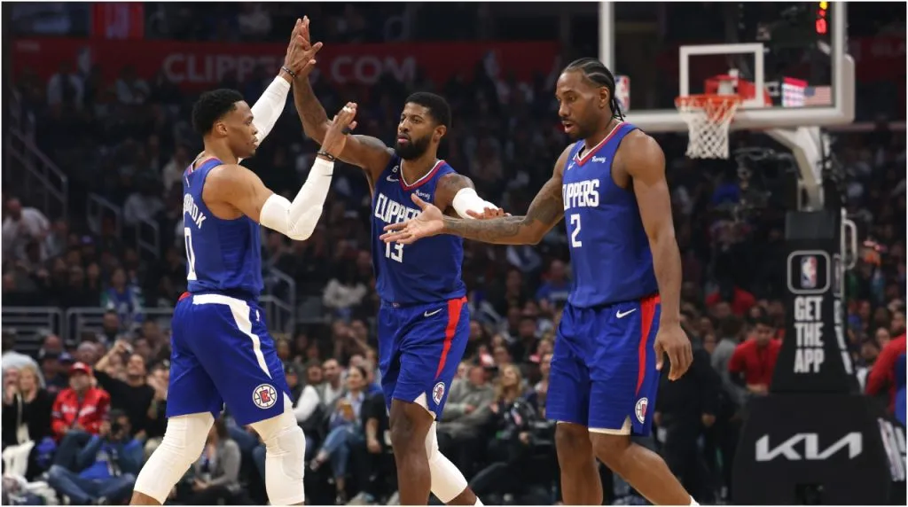 Kawhi Leonard, Paul George y Russell Westbrook (Foto: Harry How / Getty Images)