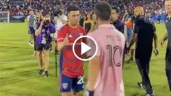 Alan Velasco lució su tatuaje de Diego Maradona al intercambiar su camiseta con Lionel Messi después del Inter Miami vs. Dallas.