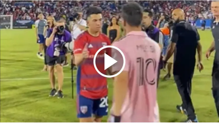 Alan Velasco lució su tatuaje de Diego Maradona al intercambiar su camiseta con Lionel Messi después del Inter Miami vs. Dallas.