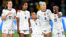 MELBOURNE, AUSTRALIA - AUGUST 06: USA players react as Sophia Smith of USA misses her team's fifth penalty in the penalty shoot out during the FIFA Women's World Cup Australia & New Zealand 2023 Round of 16 match between Sweden and USA at Melbourne Rectangular Stadium on August 06, 2023 in Melbourne / Naarm, Australia. (Photo by Quinn Rooney/Getty Images)