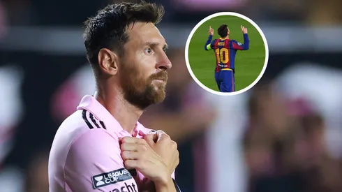 Lionel Messi mostró el escudo de Barcelona en el Inter Miami vs. Orlando City. Getty Images.