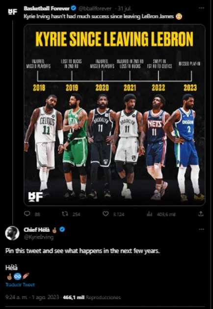 Irving responde a mensaje en su contra (Foto: Twitter / @KyrieIrving)