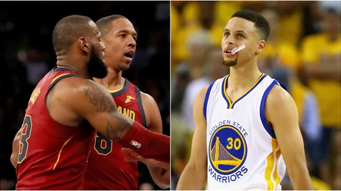 LeBron James, Channing Frye y Stephen Curry.