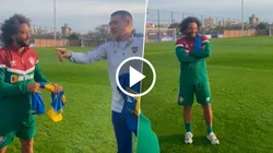 Juan Román Riquelme elogió a Frank Fabra delante de Marcelo, lateral del Fluminense.