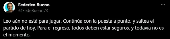 Messi sigue sin jugar en Inter Miami (Foto: X / @FedeBueno73)