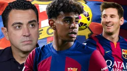 Xavi, Lamine Yamal y Lionel Messi.