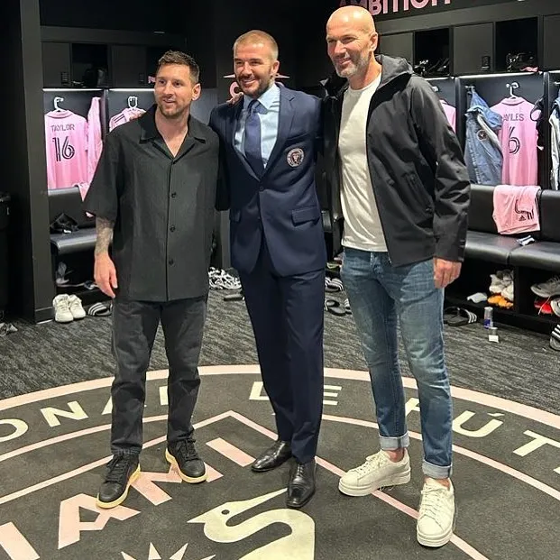 El encuentro entre Messi, Beckham y Zidane (Instagram @zidane).