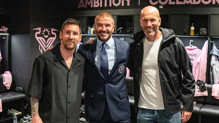 Zidane, Messi y Beckham, en una foto de buen fútbol.