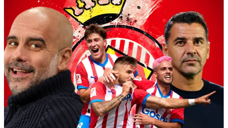 Pep Guardiola, Michel y su sombra en Girona.