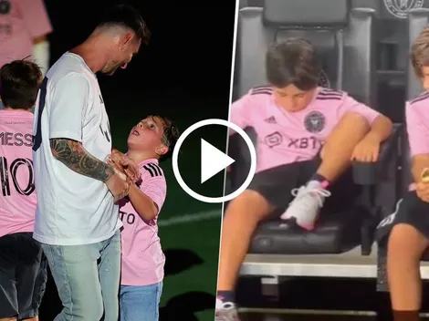 Thiago y Mateo Messi, incómodos con el seguimiento que les hizo la cámara