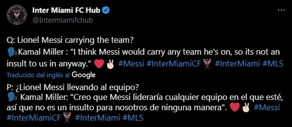 Miller sobre Messi (Foto: X / @Intermiamifchub)