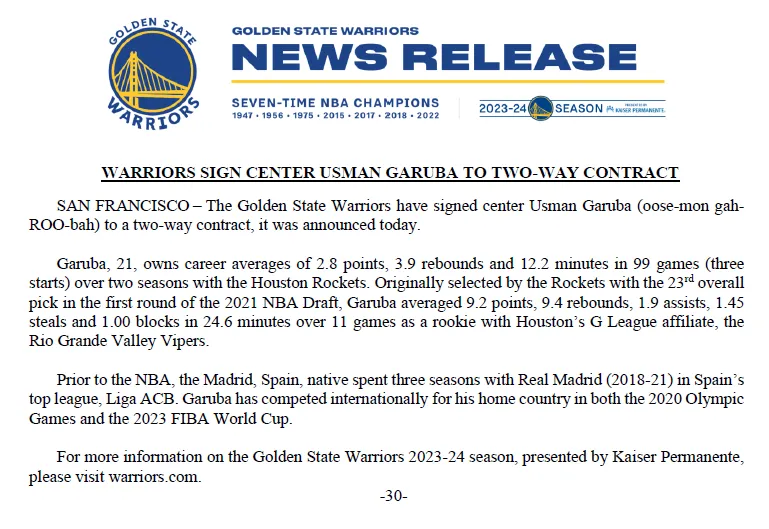 Nuevo refuerzo de Warriors (Foto: X / @WarriorsPR)