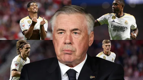 Carlo Ancelotti y sus jugadores.