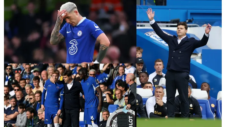 Mauricio Pochettino, Enzo Fernández y jugadores del Chelsea.