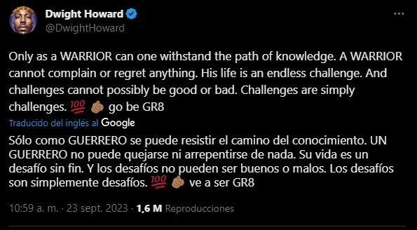 Howard le responde a los Warriors (Foto: X / @DwightHoward)