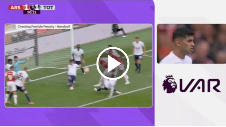 Cristian Romero cometió penal al tocar el balón con su mano en el área del Tottenham Hotspur vs. Arsenal.