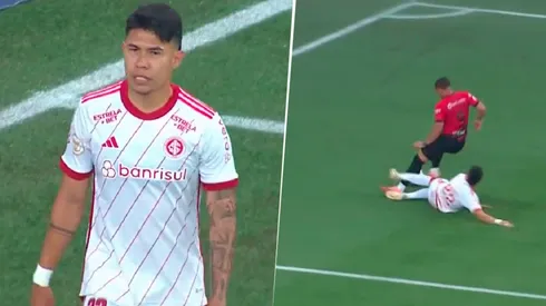 El central colombiano protagonizó la jugada que terminó con Vitor Roque lesionado de gravedad.