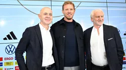 Nagelsmann, junto al presidente de la Federación, Bernd Neuendorf, y al director deportivo Rudi Völler.