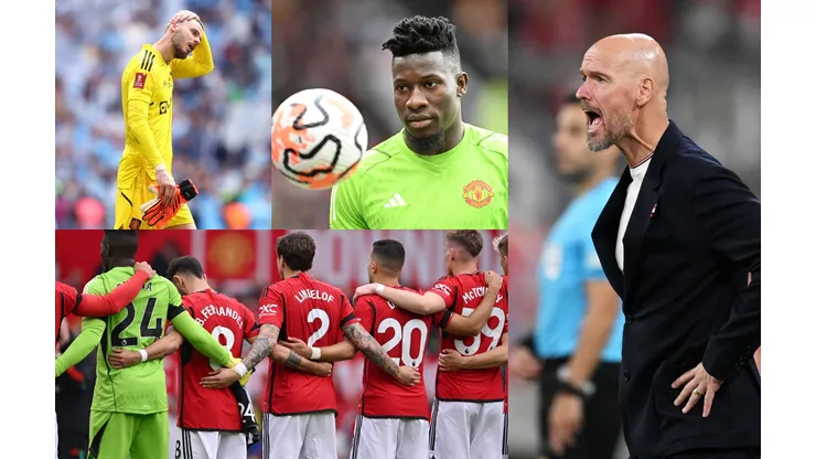 Erik Ten Hag, André Onana y David De Gea.