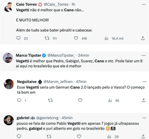 Los elogios de los hinchas de Vasco da Gama para Pablo Vegetti