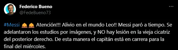 Messi no está lesionado en Inter Miami (Foto: X / @FedeBueno73)