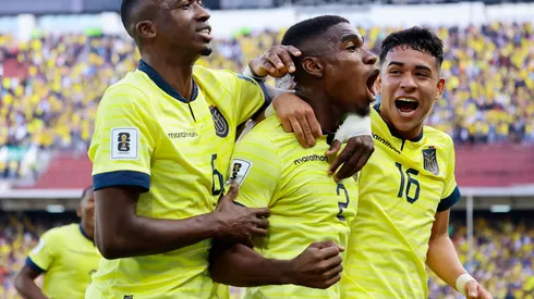 QUITO, ECUADOR – SEPTEMBER 12: Felix Torres of Ecuador (C) celebrates with teammates after scoring the team's first goal during a FIFA World Cup 2026 Qualifier match between Ecuador and Uruguay at Estadio Rodrigo Paz Delgado on September 12, 2023 in Quito, Ecuador. (Photo by Franklin Jacome/Getty Images)