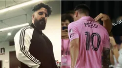 Álvaro Morales y Leo Messi.