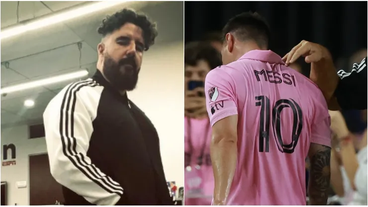 Álvaro Morales y Leo Messi.