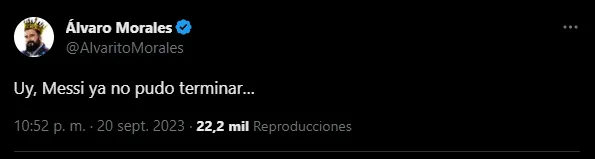 Reaccion de Morales a supuesta lesion de Messi (Foto: X / @AlvaritoMorales)