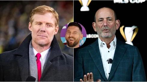 Alexi Lalas, Lionel Messi y Don Garber.