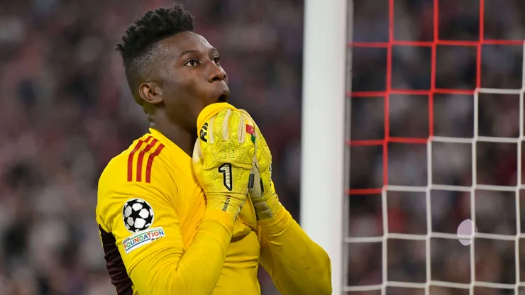 André Onana, durante el partido entre Bayern y Manchester United.
