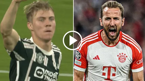 Primer gol de Hojlund con el Manchester United, pero Kane respondió para el Bayern