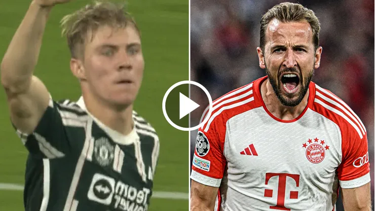 Primer gol de Hojlund con el Manchester United, pero Kane respondió para el Bayern