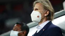 LIMA, PERU - OCTOBER 07: Ricardo Gareca coach of Peru looks on during a match between Peru and Chile as part of South American Qualifiers for Qatar 2022 at Estadio Nacional on October 07, 2021 in Lima, Peru. (Photo by Daniel Apuy/Getty Images)