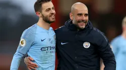 Bernardo Silva y Pep Guardiola en el Manchester City