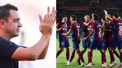 Xavi Hernández y sus jugadores.