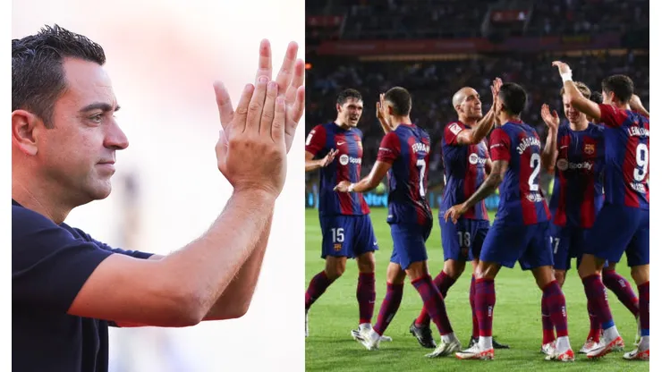 Xavi Hernández y sus jugadores.