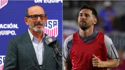 Don Garber y Lionel Messi Inter.