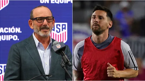 Don Garber y Lionel Messi Inter.