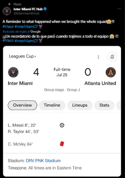 Respuesta a Atlanta United (Foto: X / @intermiamifchub)
