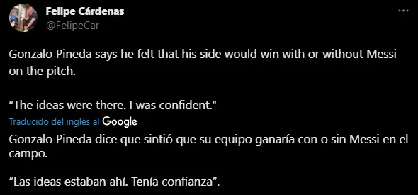 Pinea habla sobre Messi (Foto: X / @FelipeCar)