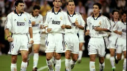 19 Sep 1998: Manuel Sanchis, Fernando Hierro, Fernando Redondo and Raul (left-right) of Real Madrid at the start of a match against Barcelona in Madrid, Spain. The game ended in a draw 2-2. Mandatory Credit: Clive Mason /Allsport