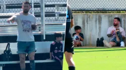 Messi fue a ver jugar a Thiago junto a Mateo y Ciro.