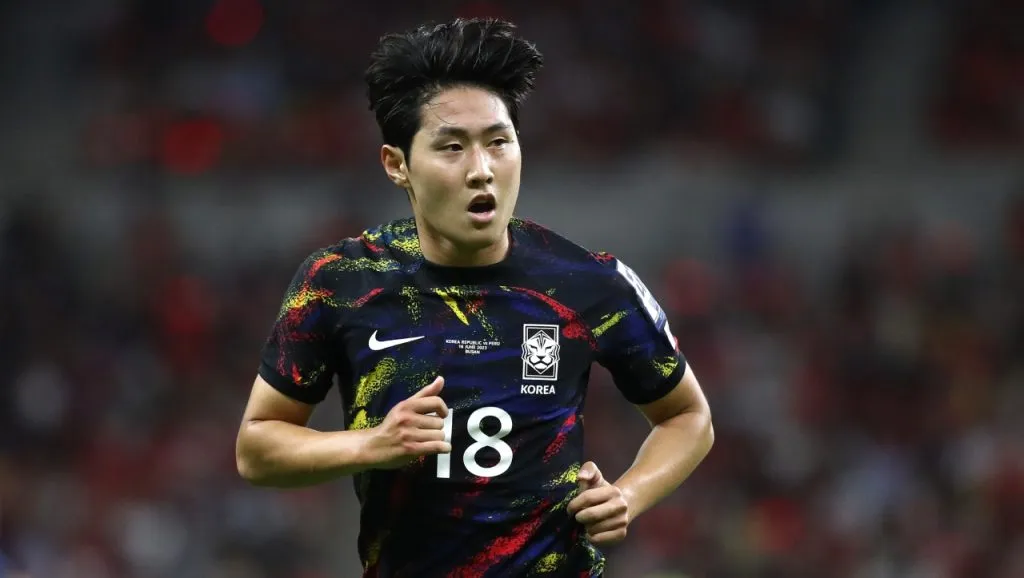 Kang-in Lee, jugando para la selección de Corea del Sur (Getty Images).
